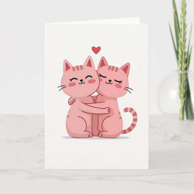 Cute Cats Hugging Love Card (Front)