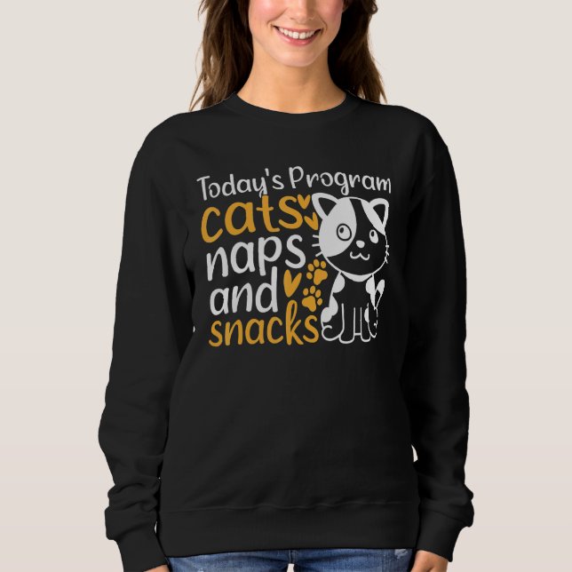 Cute Cats I Today's Program Cats Naps And Snacks I Sweatshirt (Front)