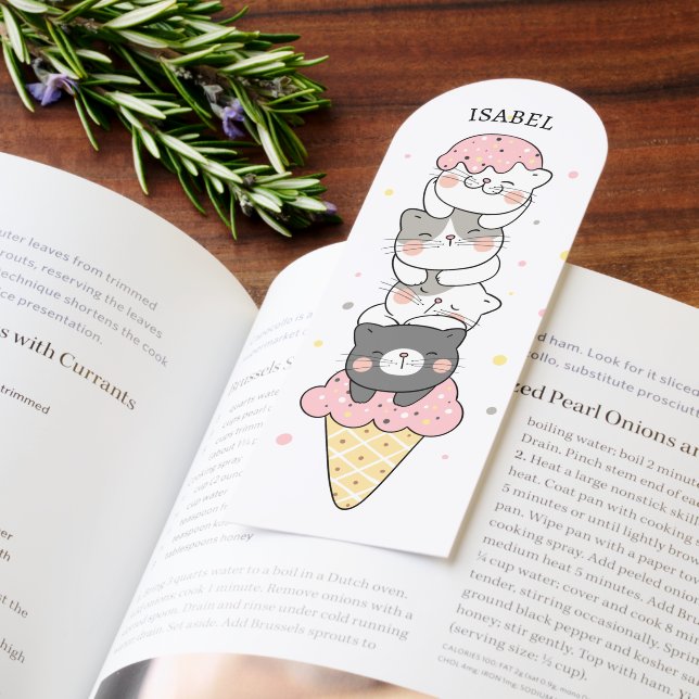 CUTE CATS ICECREAM PINK KAWAII PASTEL CUSTOM BOOKMARKS (Book)