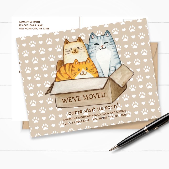 Cute cats illustration moving announcement (Cute cats illustration moving announcement)