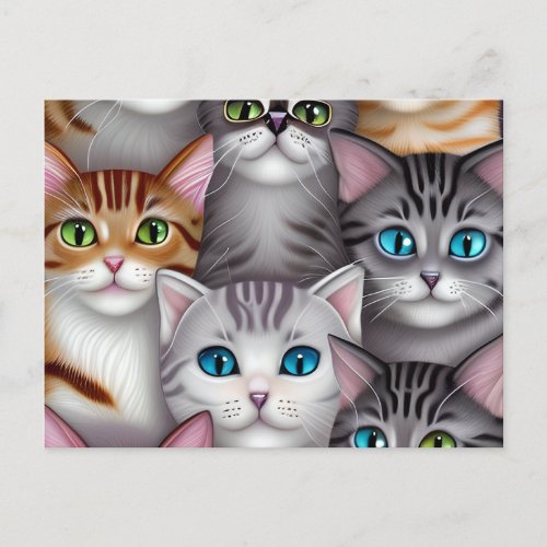 Cute Cats in a Variety of Colors Postcard