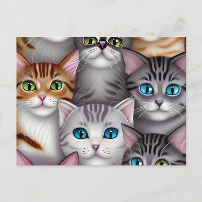 Cute Cats in a Variety of Colors Postcard (Front)