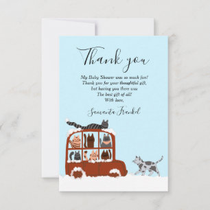 Cute Cats in car Winter Birthday Baby Thank You Card