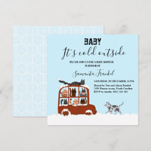 Cute Cats in car Winter Cold Baby Shower Invitation