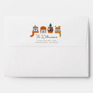 Cute Cats in Cozy Knits Pattern Return Address Envelope