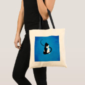Cute Cats In Love Blue Cat Lover Tote Bag (Front (Product))
