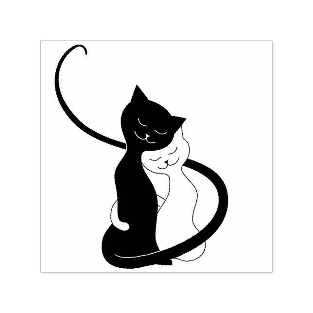 Cute Cats In Love Cartoon Cat Lover Self-inking Stamp (Design)