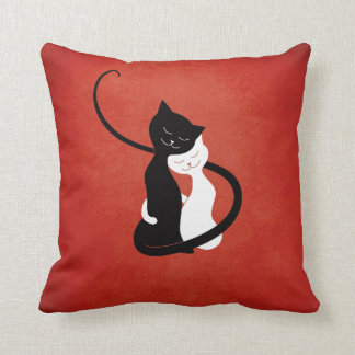 Cute Cats In Love Red Cat Lover Throw Pillow