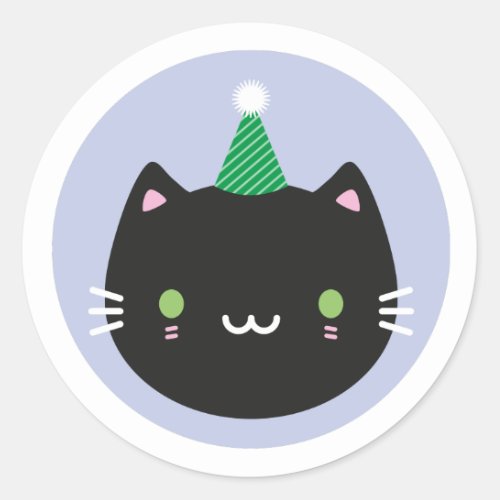 Cute Cats in Party Hats Classic Round Sticker