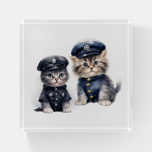 Cute Cats in Police Uniforms Paws of Justice  Paperweight