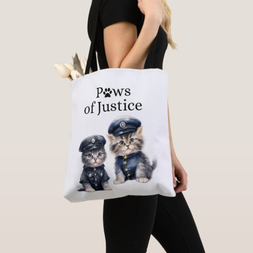 Cute Cats in Police Uniforms Paws of Justice  Tote Bag