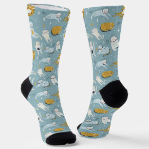 Cute cats in silly space suits children's pattern socks