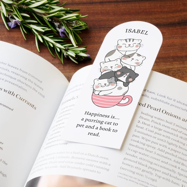 CUTE CATS IN TEACUP KAWAII PASTEL CUSTOM BOOKMARKS (Book)