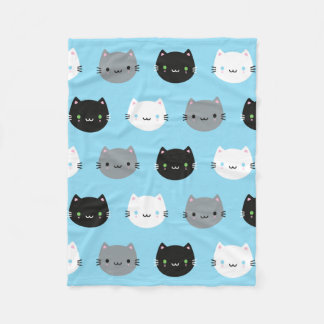 Cute Cats & Kawaii Kittens (Blue) Fleece Blanket