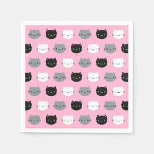 Cute Cats & Kawaii Kittens (Pink) Napkins
