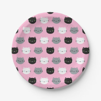 Cute Cats & Kawaii Kittens (Pink) Paper Plates