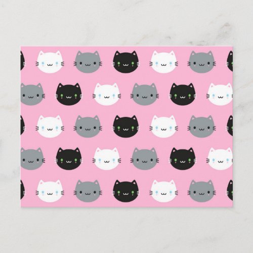 Cute Cats  Kawaii Kittens Pink Postcard