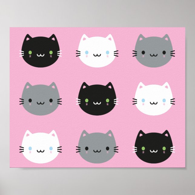 Cute Cats & Kawaii Kittens (Pink) Poster (Front)