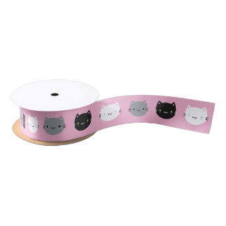 Cute Cats & Kawaii Kittens (Pink) Satin Ribbon