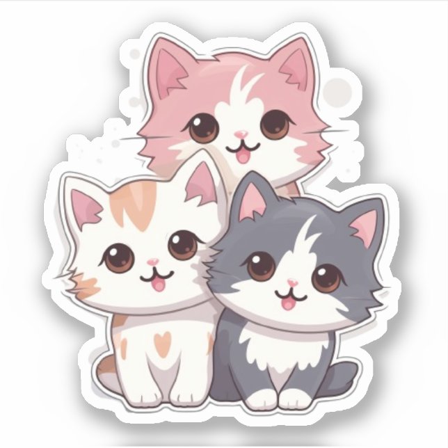Cute Cats Kawaii Pet Animal  Sticker (Front)