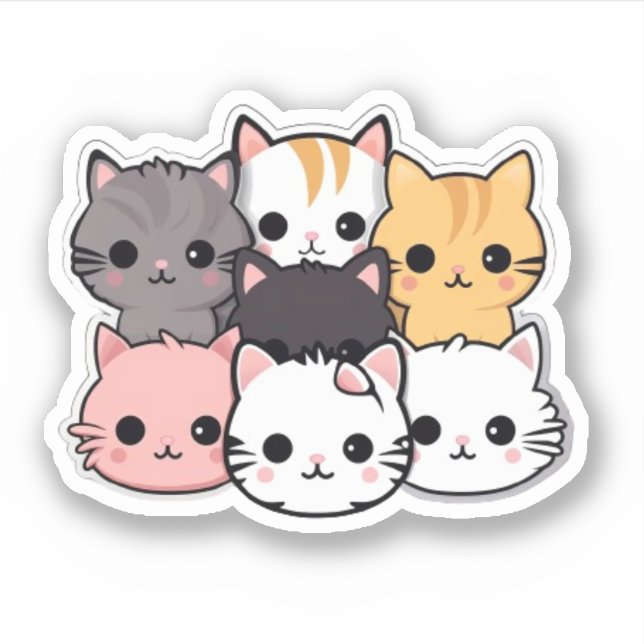 Cute Cats Kawaii Pet Animal  Sticker (Front)