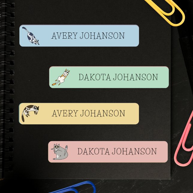 Cute Cats Kids Back To School Waterproof Name Labels (Creator Uploaded)
