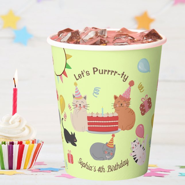 Cute Cats Kid's Birthday Party Paper Cups (Creator Uploaded)