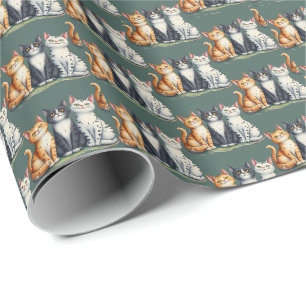 Cute Cats Kittens Looking Happy Wrapping Paper