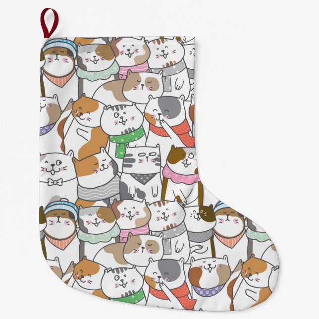 Cute Cats Large Christmas Stocking (Front)