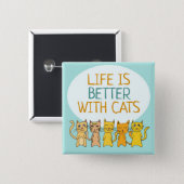 Cute Cats Life is Better with Cats Button (Front & Back)