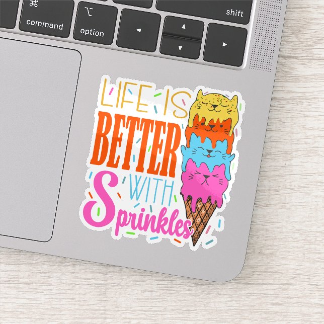 Cute Cats Life Is Better With Sprinkles Cat Lovers Sticker (Detail)