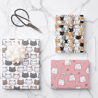cute cats life pattern wrapping paper sheets