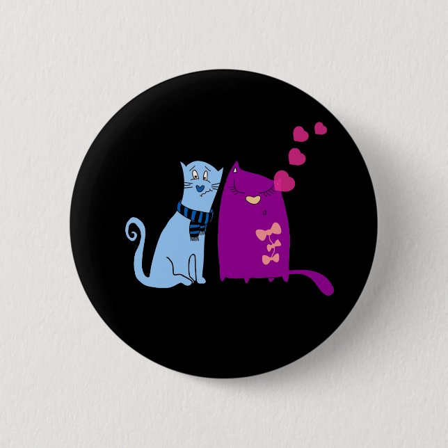 Cute cats love design button (Front)