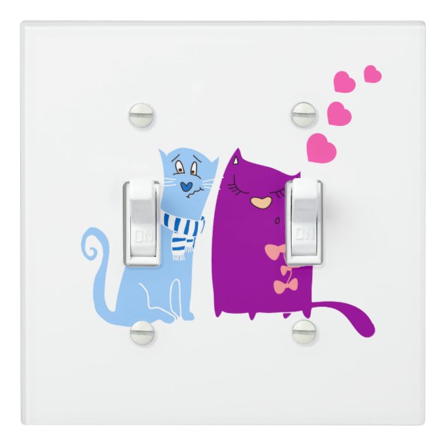 Cute cats love design light switch cover (In Situ)