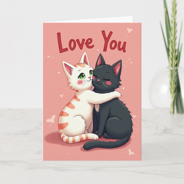 Cute Cats Love Hug Card (Front)