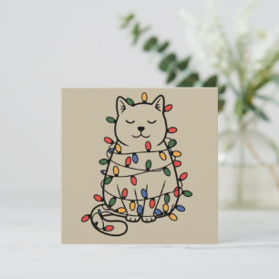 Cute Cats Lover Christmas Lights Cat Mom Xmas Holiday Card