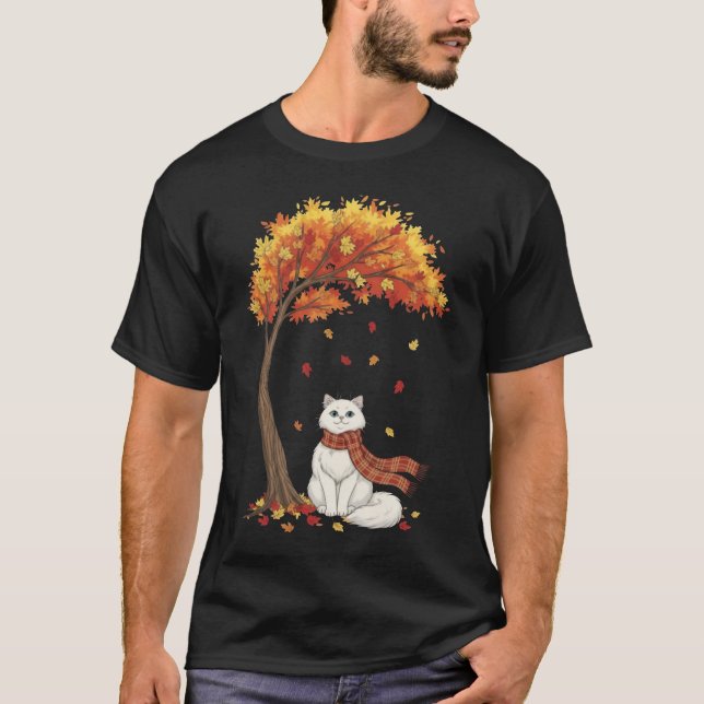 Cute Cats Lover Persian Cat Fall Autumn T-Shirt (Front)