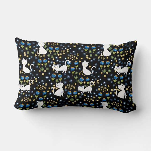Cute cats lumbar pillow (Back)