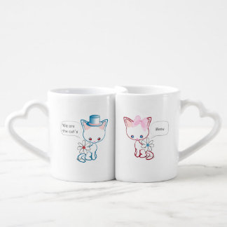 Cute Cats Meow Husband and Wife Coffee Mug Set