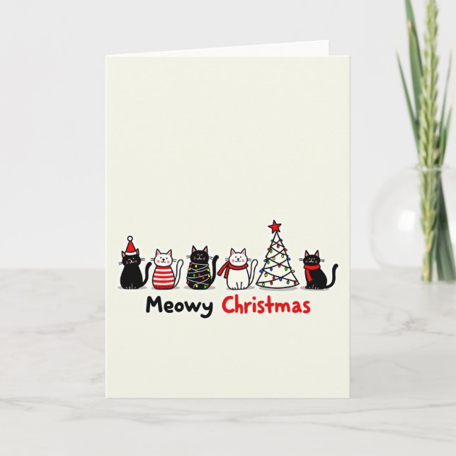 Cute Cats Meowy Christmas Card (Front)
