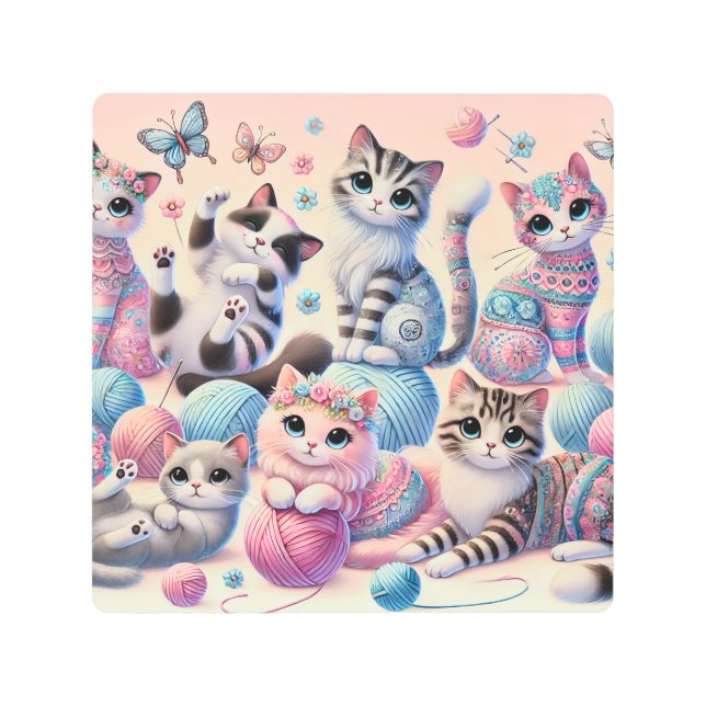 Cute Cats Metal Print (Front)