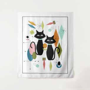 Cute Cats Mid Century Modern Tapestry