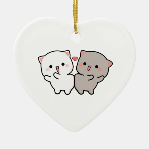 cute cats mochi ceramic ornament