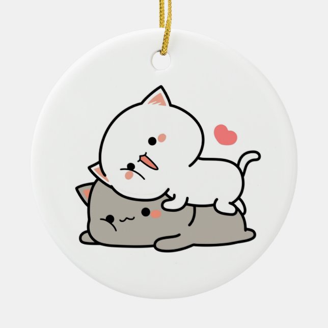 cute cats mochi  ceramic ornament (Front)