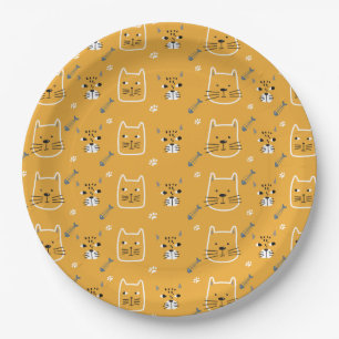 Cute Cats Modern Pattern Paper Plates