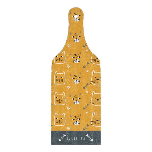 Cute Cats Modern Pattern Personalized Cutting Board (Front)