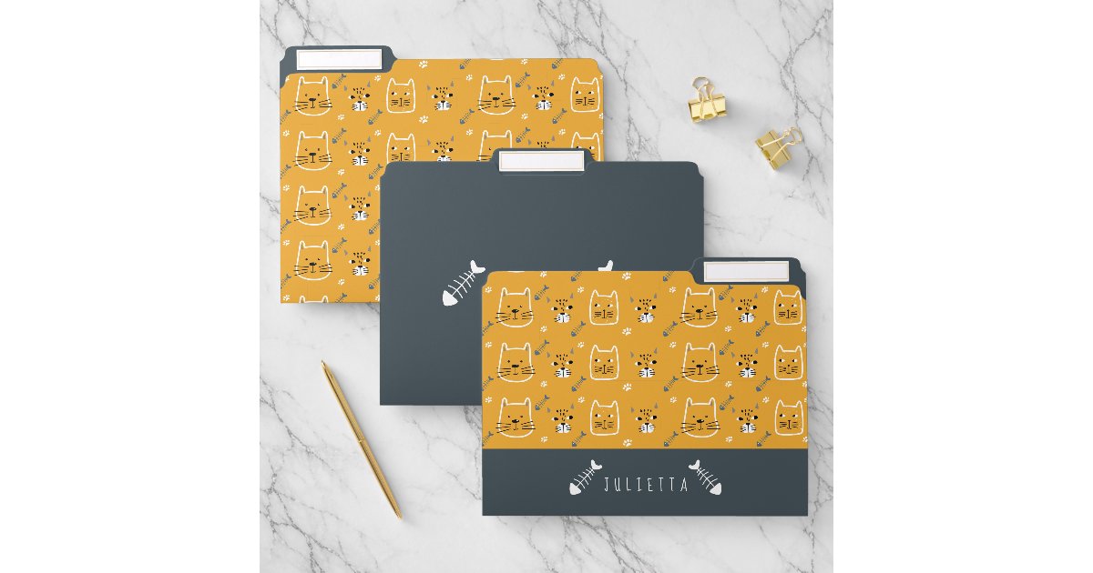 Cat File Floder Computer Cute Cats Modern Pattern Personalized File Folder | Zazzle