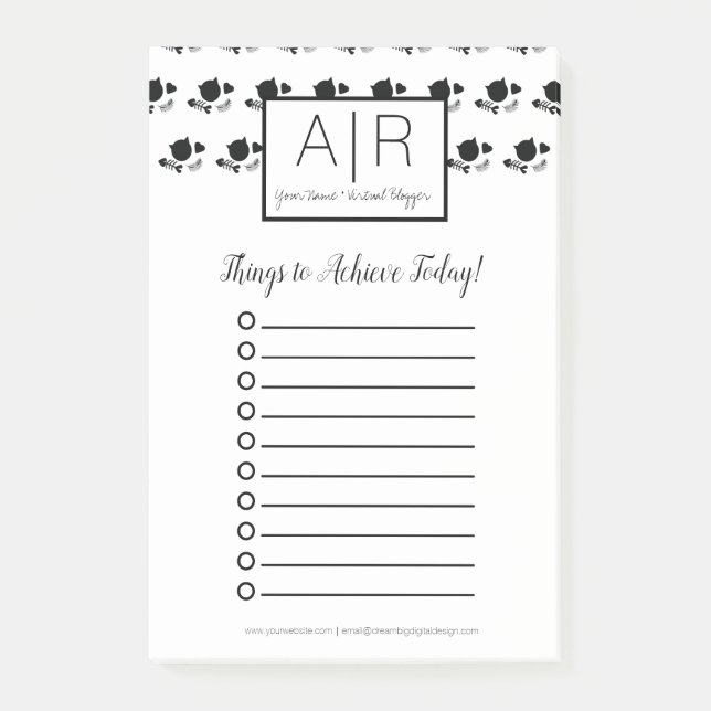 Cute Cats Monochrome Black and White Post-it Notes (Front)