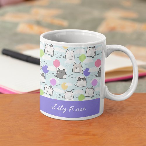 Cute Cats Monogram Name Pattern  Coffee Mug