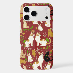 Cute Cats on a Burgundy Background iPhone 17 Pro Max Case